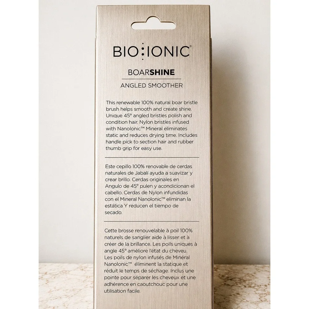 RARE Bio Ionic BoarShine Angled Smoother Large Boar Bristle Hair Brush NEW...